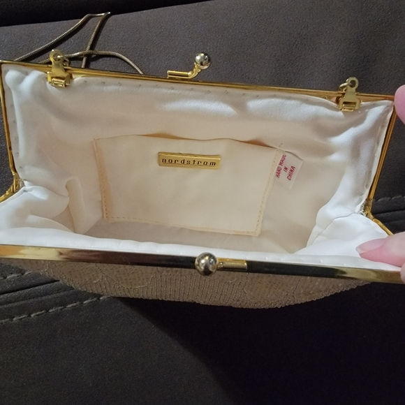 Nordstrom White Beaded Clutch with Gold Accents - Picture 5 of 9